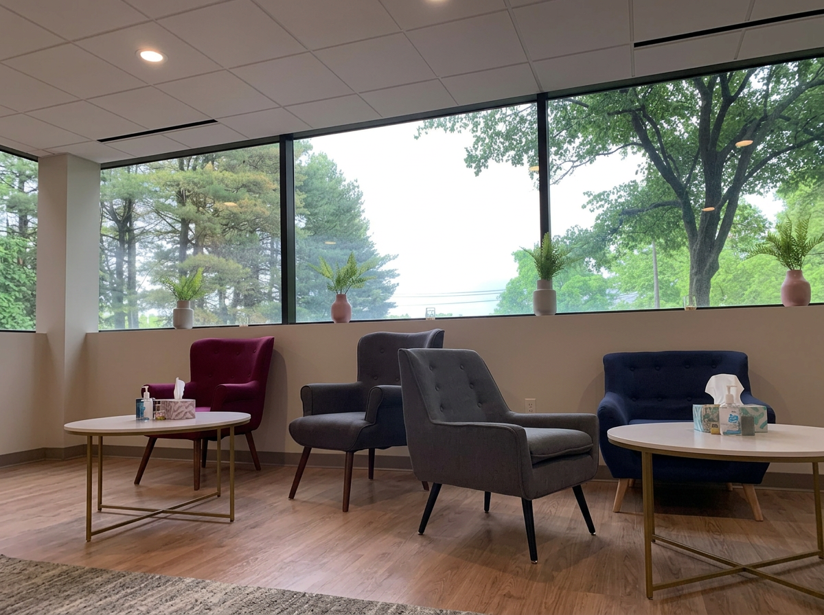 Facility interior, waiting and group room composite